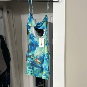 Vibrant Blue and Green Abstract Dress
